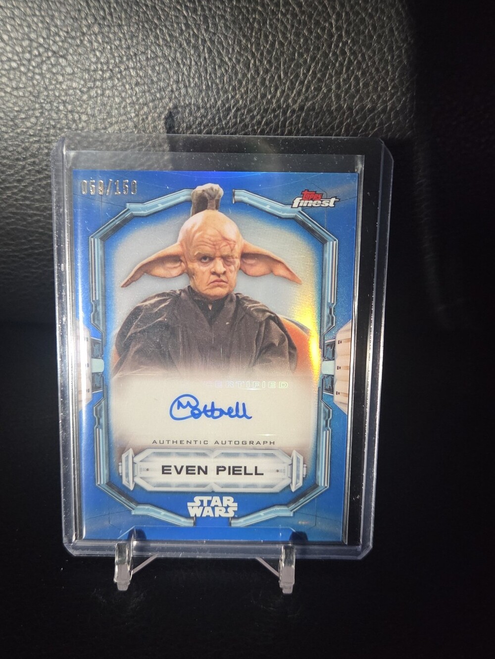 2022 Topps Finest Star Wars Blue Refractor Autograph Even Piell Card #59/150